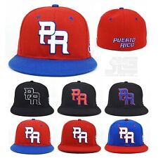 PR Fitted Two Tone Solid Caps Puerto Rico Embroidered hat Front Side Back NEW 