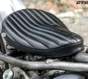 SELLE TUCK AND ROLL BATES POUR MOTOS CHOPPER BOBBER CUIR VRAI NOIR - Picture 1 of 4
