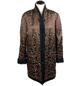 Vintage reversible coat jacket heavily Floral embroidered Asian frog closure 16 - Picture 1 of 11