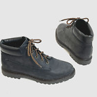 Black-Blue Brushed Leather Hiker Boots Nine West Padded Ankle Laces Brazil 6.5
