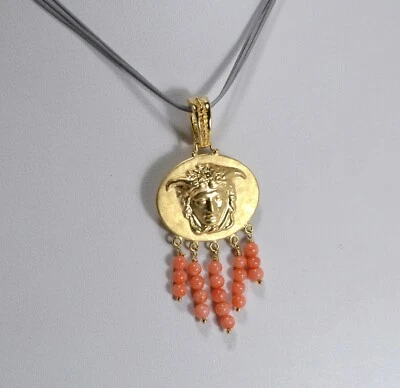 TAGLIAMONTE CIONDOLO  ARGENTO 925 OVALE INCISO PENDENTI CORALLO ROSA     TGN 965 - Immagine 1 di 3