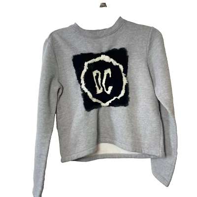 Opening Ceremony Gray Pullover Cropped Sweatshirt Womens XS Crew Neck Front Logo - Image 1 of 4