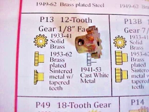 1941-53 GILBERT ERECTOR SET PART P-13 BRASS 12 TOOTH GEAR - Bild 1 von 2