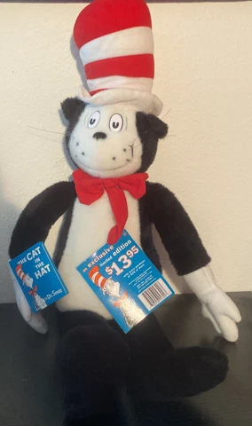 Vintage Cat In The Hat at Macy's 28" Plush Stuffed Animal NWT and Book Cover