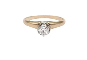 Goldring 0.585 (14K) mit Diamant ca. 0,30 ct., Gewicht 2,4 Gramm, Ringgröße 57 - Bild 1 von 6
