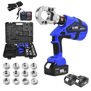 Electric Hydraulic Cable Lug Crimper Pliers Rechargeable Crimping Tool w/12 Dies - Picture 1 of 11