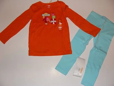 Gymboree Holiday Cozy Cutie Girls Size 5 Orange Shirt Top Blue Leggings NWT NEW - Image 1 of 3