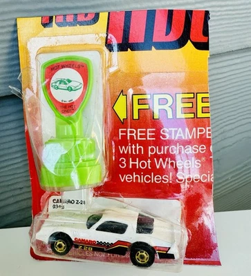 Hot Wheels 1985 The Hot Ones 80s Camaro Z-28 White GHO Stamper Pack - Image 1 of 4