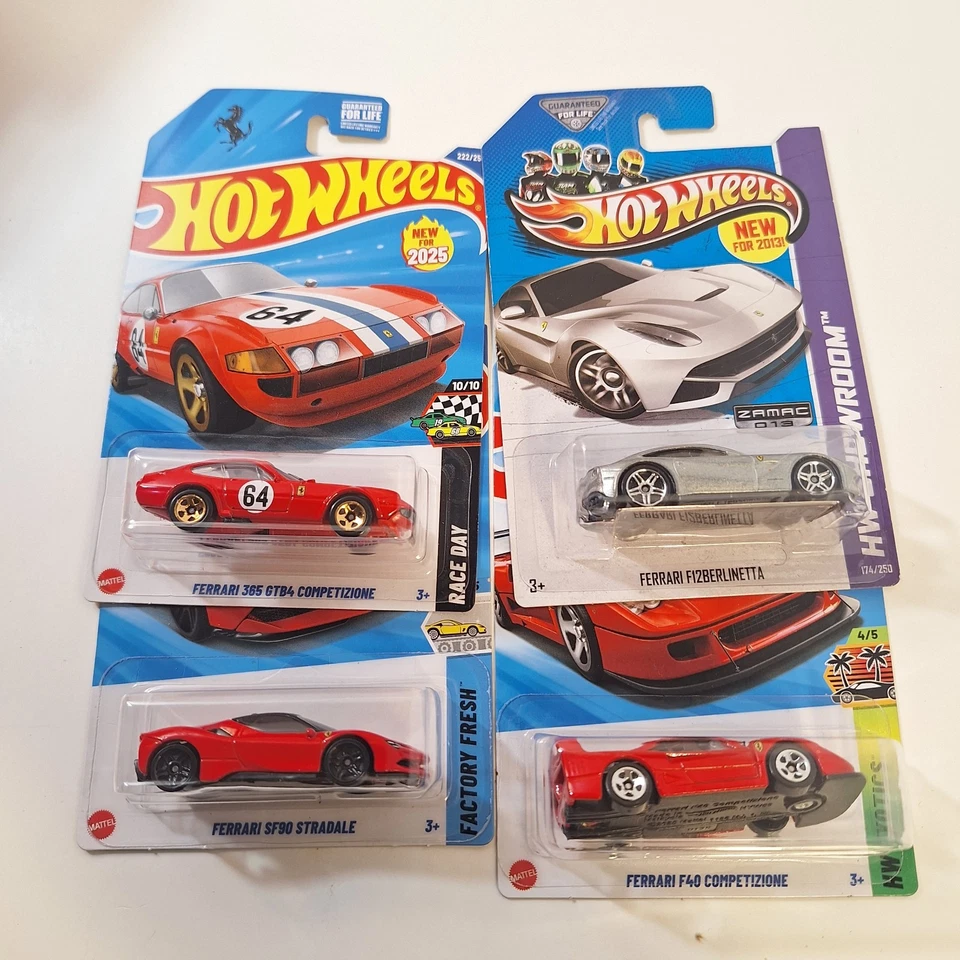 Hot Wheels 4 Ferrari Zamac y 3 Ferrari 2025  Foto 1 de 4