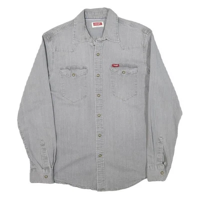 WRANGLER Mens Grey Shirt M Cotton Blend Casual Button-Up Classic Western - Image 1 of 4