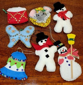 Vintage 70er Jahre Filz selbstgemachter Weihnachtsschmuck sieben - Bild 1 von 17