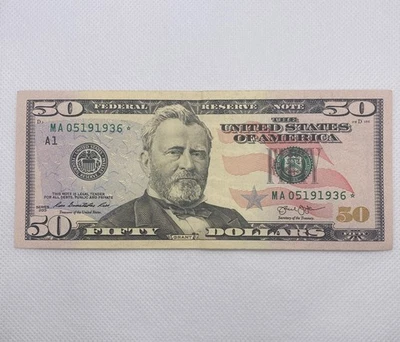 2013 $ 50 Fifty Dollar Green Seal Star Note and B-Day Note MA 05/19/1936 * - Image 1 of 2