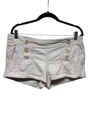 Vtg Express Shorts Women 10 Linen Low Rise Button Front Y2K Micro Hot Pants Mini - Image 1 of 4