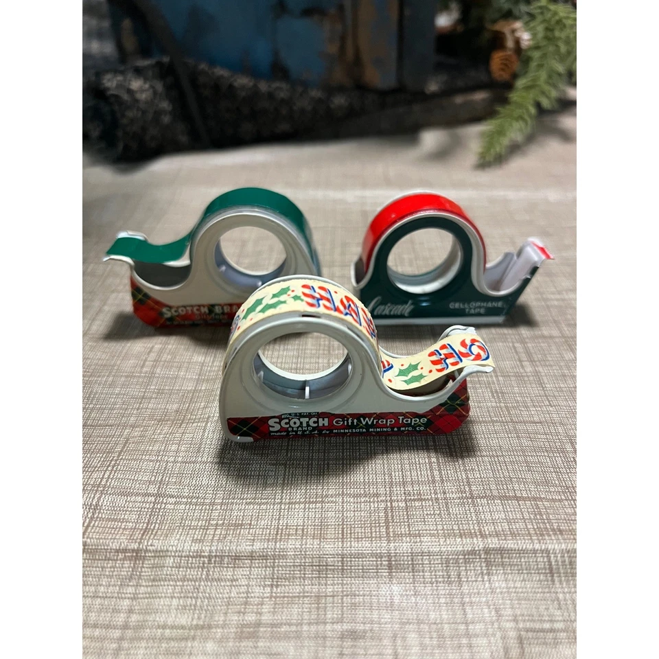 Винтажный Scotch бренд подарок надежном ленты диспенсеры лот из 3 Рождественский праздник праздник праздник - Изображение 1 из 4