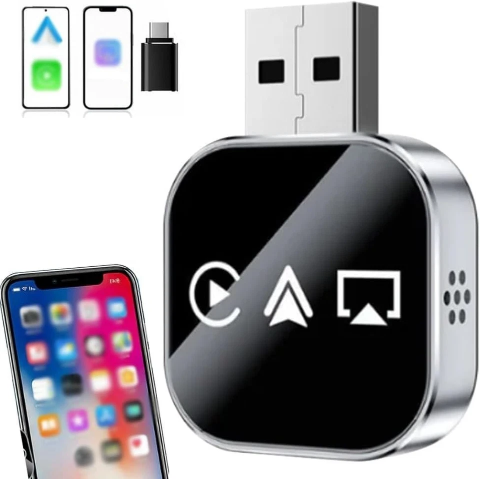 3 in 1 Auto BT5.0 Wireless Mirror Link Adapter USB Wired to CarPlay for iPhone - Image 1 of 4