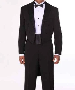 Men's Tuxedo Suit with Long Tail, comes with Pants, black & White Fortino Landi - Picture 1 of 7