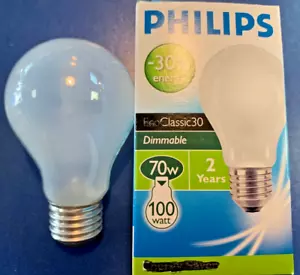Philips Halogen Classic Matt E27 230V 70W=100W 1200 LUMEN Dimmable !!! - Picture 1 of 1