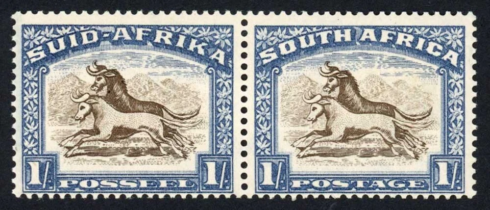 Sudáfrica SG62 1/- Marrón y Azul Calcáreo U/M Cat 55 libras Foto 1 de 1