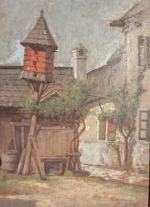 Wilhelm Vita, Innenhof mit Taubenkobel, Ölskizze, signiert, 1918 - Picture 1 of 9