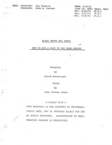 ALIAS SMITH & JONES TV script reproduction  How To Rob a Bank In One Hard Lesson - Picture 1 of 1