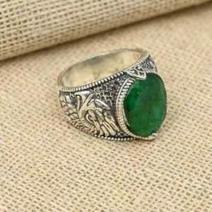 Beautiful 925 Silver Green Onyx Gemstone Handmade Men's Ring All Size108 - Picture 1 of 4