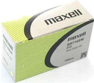 Maxell 315 Watch Battery SR716SW Silver Oxide Pack of 100 Batteries - Picture 1 of 2