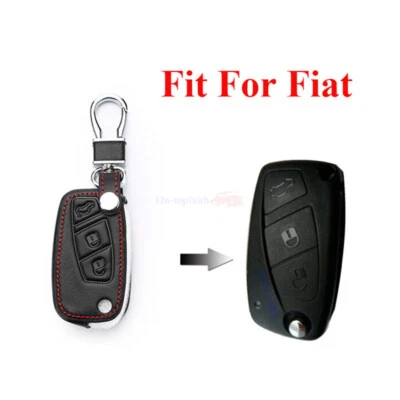 Funda protectora de cuero PU para llave de coche con soporte remoto de 3 botones para Fiat 500 500L Foto 1 de 4
