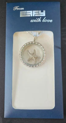 Collar medallón de vidrio plateado EAFY - Dije estrella de mar tema océano 24" regalo costero Foto 1 de 4