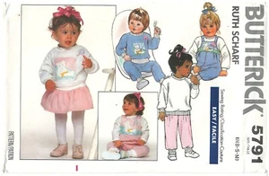 1987 Butterick 5791 Kleinkinder Kleid Oberteil Hose Größe NB-M Schnittmuster ungeschnitten - Bild 1 von 3