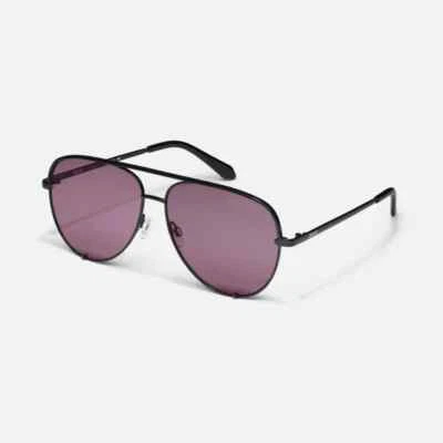 Quay High Key Extra Large Aviator Sunglasses Black & Amethyst W/Case & Cloth NEW - Image 1 of 2