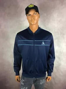 Vintage 80s Le Coq Sportif Bomber France Track Navy Jacket Full Zipper Size M - Picture 1 of 5