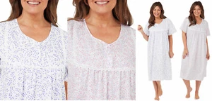 Ladies Marlon Round Neck Floral Poly/ Cotton Nightdress Nightie MN11 10-30 Plus - Picture 1 of 19