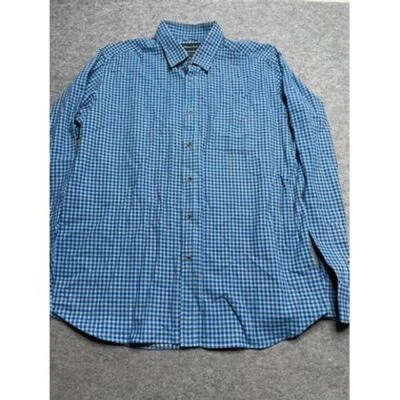 Massimo Dutti Blue Gingham Check Button Down Dress Shirt Italian Fabric XL - Image 1 of 4