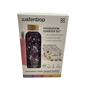 New Waterdrop Hydration Starter Set with Floral Sustainable Glass Bottle