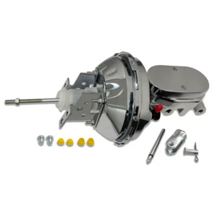 GM 9" Single Diaphragm Chrome Brake Booster & Flat Top 1" Bore Master Cylinder - Picture 1 of 5