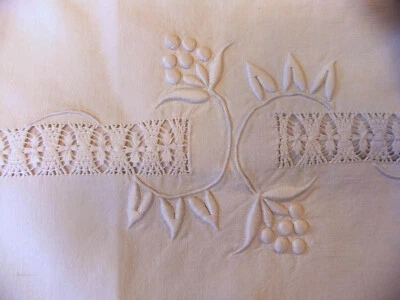 Drap métis ancien  2m00 x 2m85 à  monogramme JD et superbe rivière de jours - Photo 1/4