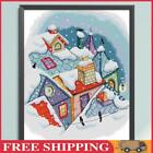 Full Embroidery Cotton Thread 14CT Printed Snow on the Roof Cross Stitch 39x46cm