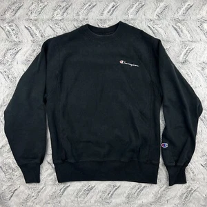 Champion Sweatshirt Mens Small Black Reverse Weave Crewneck Pullover Spellout S - Picture 1 of 10