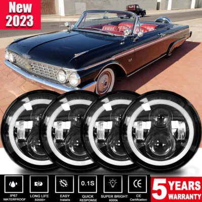 Upgrade for Ford Galaxie 500 1962-1974 5.75" Round Led Headlight Hi-lo A/W DRL - Изображение 1 из 4