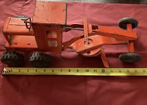 Vintage Marx Power Road Grader Baufahrzeug Pressstahl Spielzeug orange 17 Zoll - Bild 1 von 8