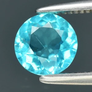 💎0.53ct 5mm Round Natural Neon Blue Apatite - Unheated Gem (Paraiba-like Color) - Picture 1 of 4