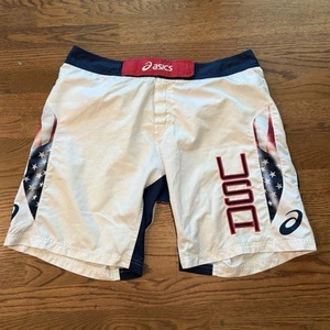 Pantalones Cortos Asics USA Razor Blanco Azul Marino Lucha Libre Juegos Olímpicos Para Hombre Talla 36 - Imagen 1 de 8