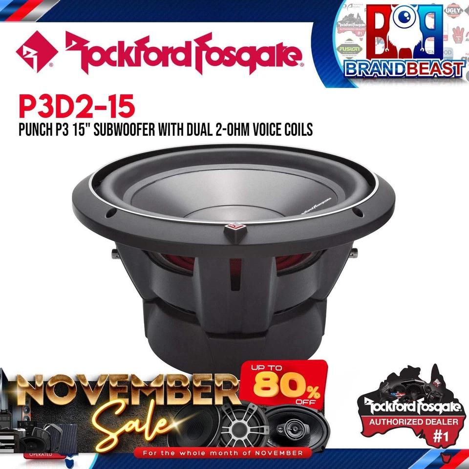 (2-ohm) - Rockford Fosgate P3d2-15 Punch P3 DVC 2 Ohm 38cm 600 Watts RMS 1200 WA