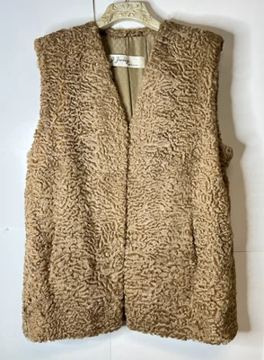 Chaleco de piel de cordero astracán talla mediana J ZWEIG NY de colección cierre de gancho bolsillo forrado Foto 1 de 4