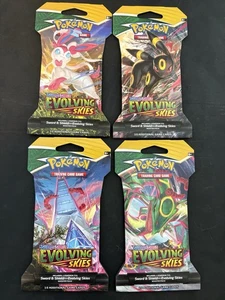 4x Evolving Skies Sleeved Pokemon Booster Pack Komplett Full Art Set NEU SEALED - Bild 1 von 2