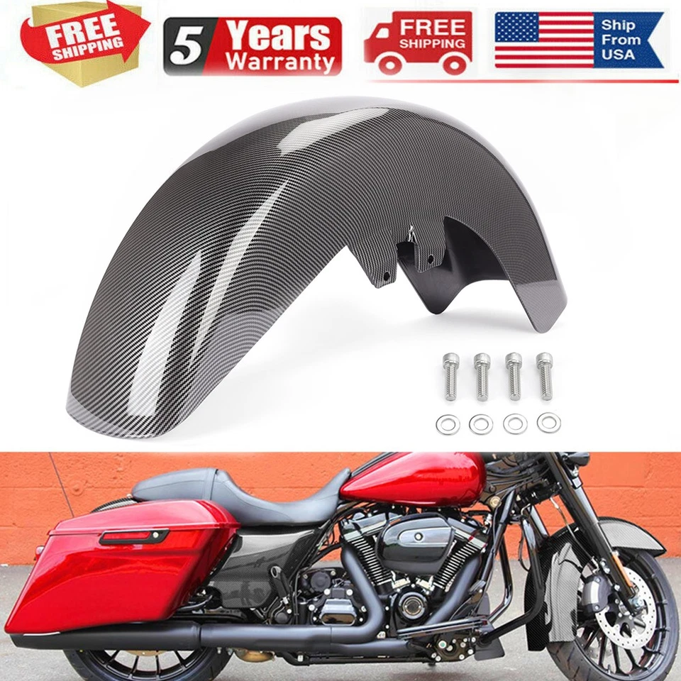 Guardabarros delantero ABS de fibra de carbono para Harley Davidson Street & Road Glide 1989-2013 Foto 1 de 4