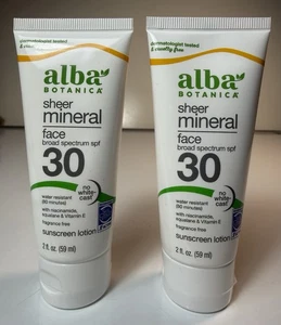 Menge 2-Alba Botanica Sheer Mineral Gesicht Sonnenschutz Lotion, LSF 30/wasserabweisend - Bild 1 von 3