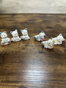 Miniatur Bär Figuren 1,5" Mini winzig Keramik Porzellan Vintage 6er Set - Bild 1 von 7