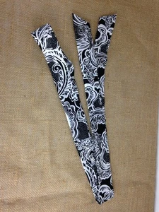 Accesorio para el cabello envolvente bufanda años 70 de colección. Bolso Mod Go Boho Cinturón Corbata Negro Blanco - Imagen 1 de 4
