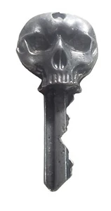 Skull Key Cranium Silver Tone Metal Pendant - Picture 1 of 3